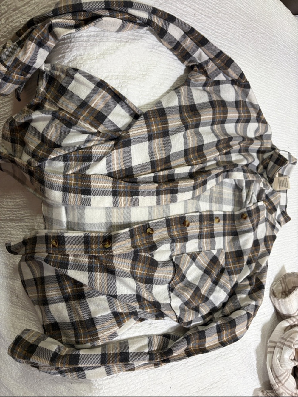 Passport Plaid Button-Up Shirt Jacket in White, Black & Brown